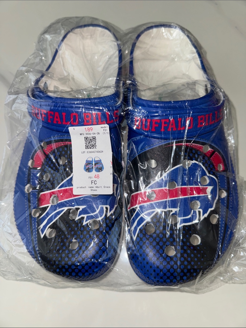 Buffalo Bills Royal Blue and Red Slide Sandals
